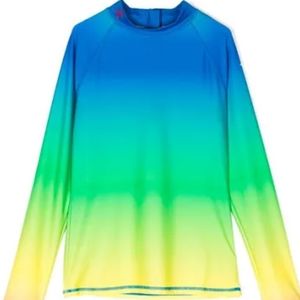 NWT Perfect Moment Sunrise Rash Guard Top Shirt Gradient Rainbow Youth 12